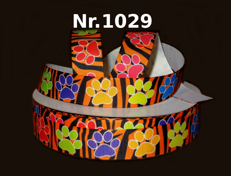 Pfotenabdrücke auf Tigermuster - 22mm