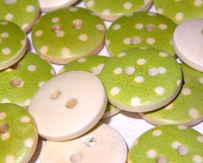 Wooden buttons with dots in various colors