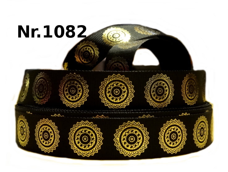 Mystisches Mandala-Band mit goldener Folierung – 22mm