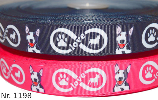 Exklusives Bullterrier Love -Band mit Unendlichkeitssymbol – 22mm (Pink)