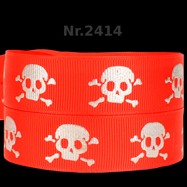 „Rebellischer Style – Markantes Totenkopf-Band mit edlem Silber-Foliendruck“ 22 mm