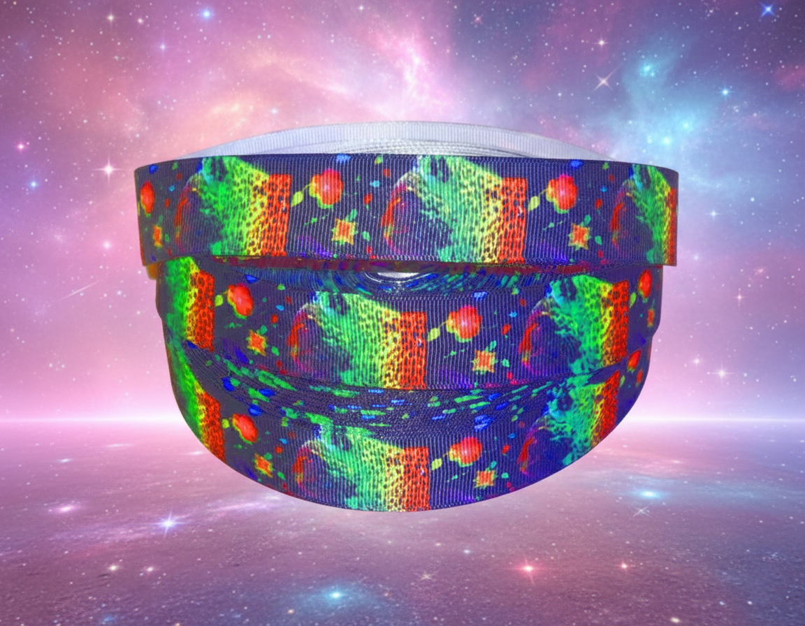 Exklusives Leuchtender Leopard & Blumen -Band – 25mm