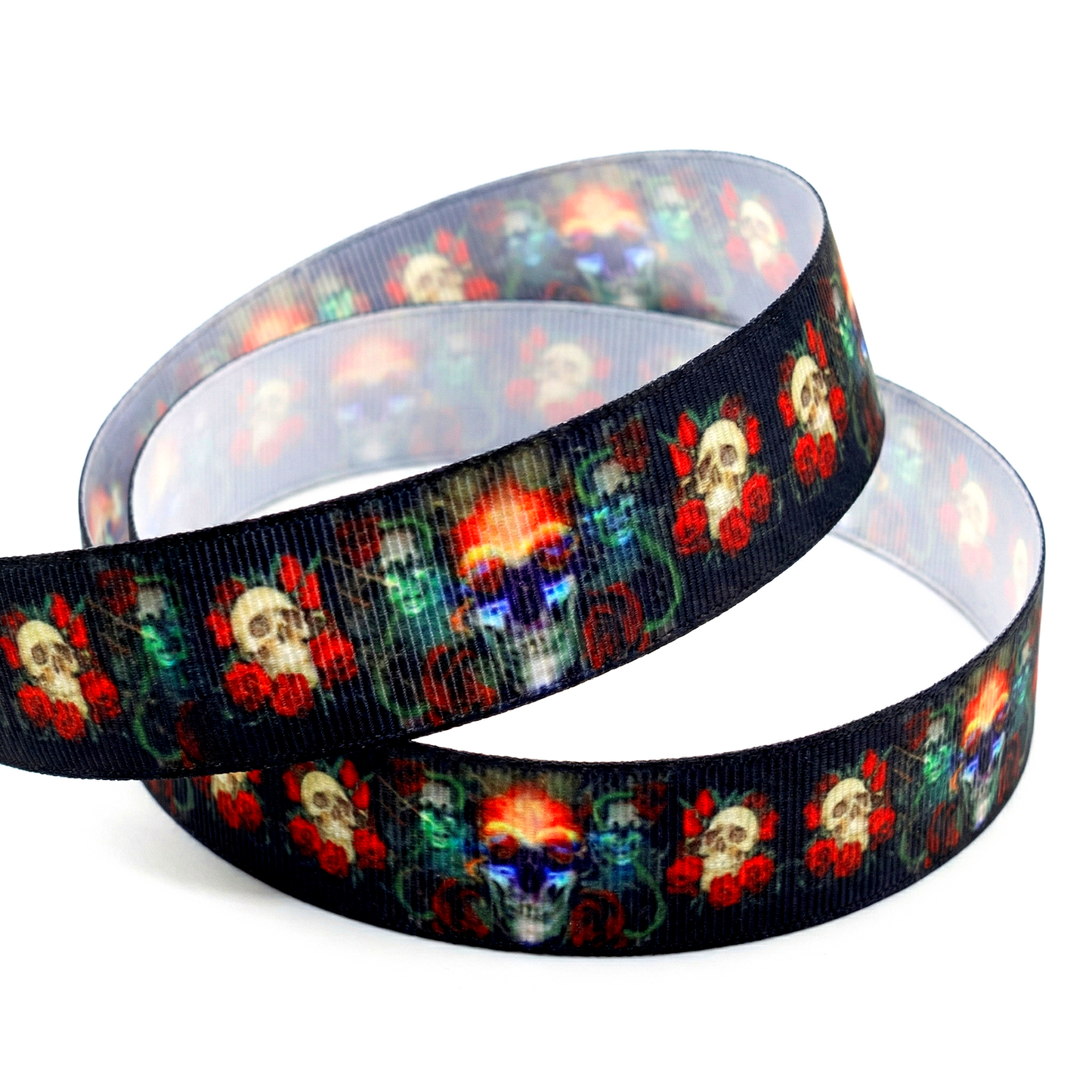 Exklusives Totenkopf & Rosen - Band – 22mm