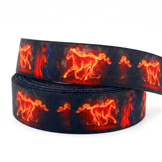 Exklusives Flammen - Pferde Band – 25mm