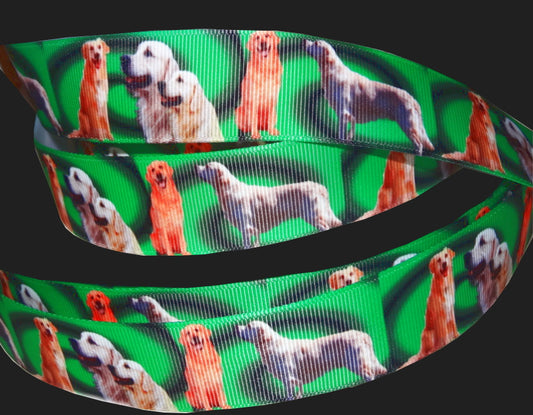 Exklusives Golden Retriever - Band mit Grünem Hintergrund – 25mm