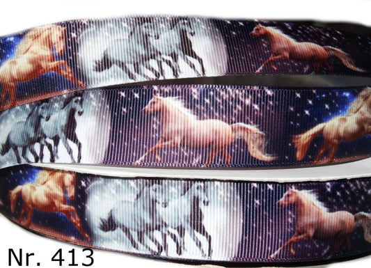Exklusives traumhaftes Mond & Sterne - Band mit Pferden – 25mm
