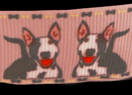 Exklusives Lächelnder Bullterrier - Band mit Knochenrand – 22mm