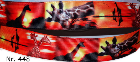 Exklusives Savannen - Giraffen - Band mit Sonnenuntergang – 25mm