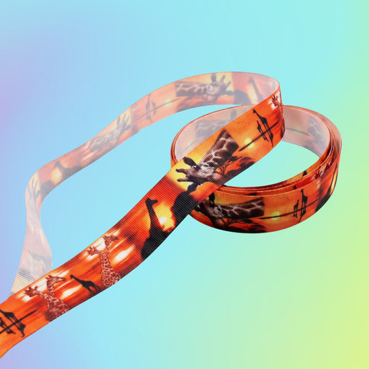 Exklusives Savannen - Giraffen - Band mit Sonnenuntergang – 25mm