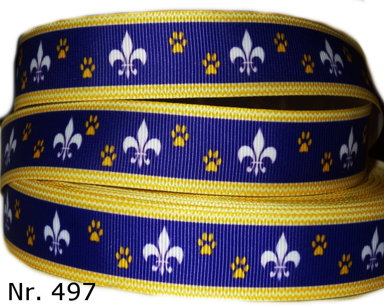 Band mit Pfotenabdrücken & Lilien – 22mm