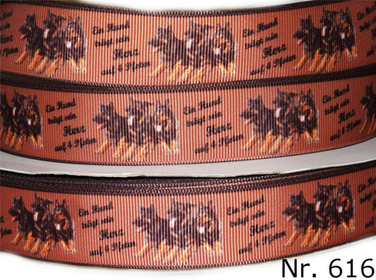 Exklusives Ein Hund trägt sein Herz auf 4 Pfoten -Band mit Schäferhunden – 25mm