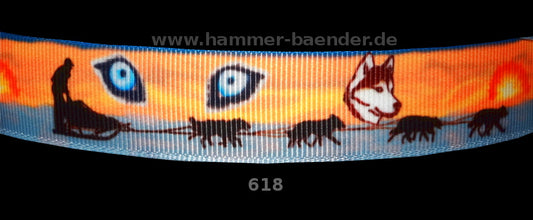 Exklusives Schlittenhunde im Einsatz - Band mit Huskyaugen – 22mm