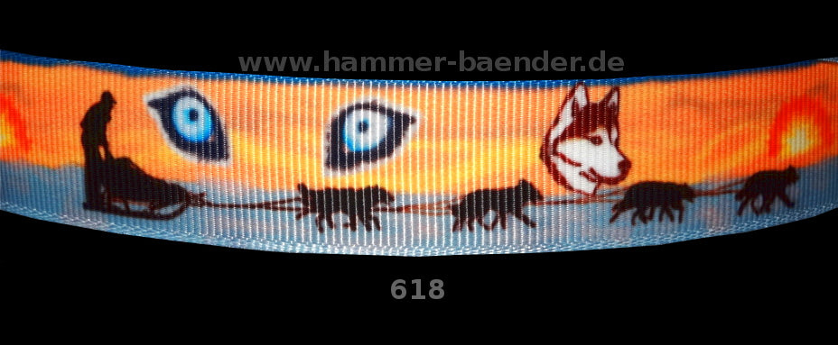 Exklusives Schlittenhunde im Einsatz - Band mit Huskyaugen – 22mm