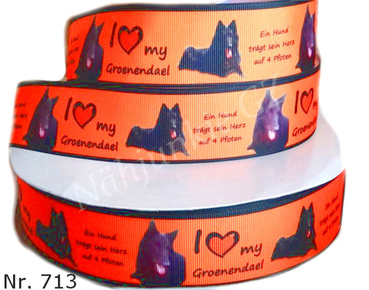Exklusives I Love My Groenendael - Band mit Herzspruch – 38mm