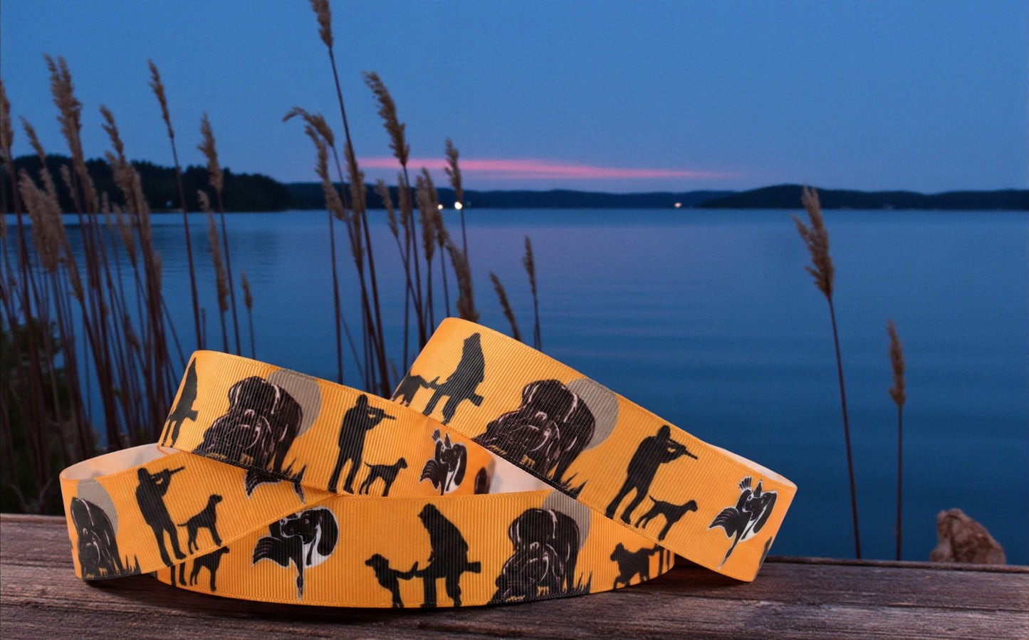 Exklusives Jagdhund & Jäger - Band mit Silhouetten – 25mm