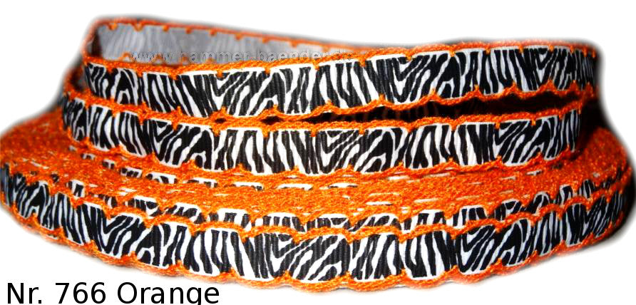 Zebra stripes with crocheted border in pink and orange