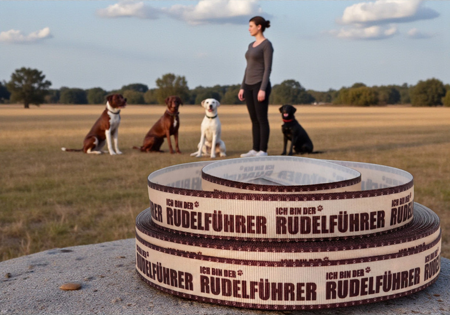 Exklusives Ich bin der Rudelführer - Band mit Pfotenrand – 25mm
