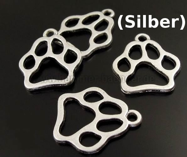 Anhänger Pfote in Gold & Silber