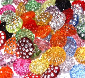 Acrylic button with rhinestones