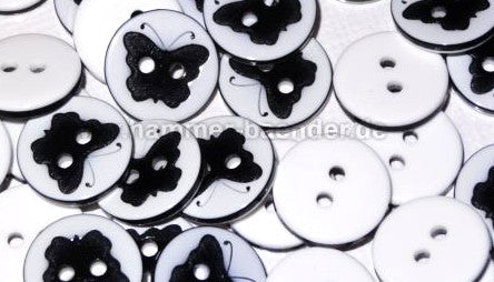 Plastic butterfly button in red & black