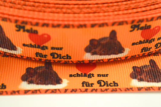 Exklusives Mein Herz schlägt nur für Dich - Band mit Französischer Bulldogge – 22mm