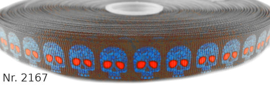 Exklusives Blaue Totenköpfe mit Roten Augen -Band – 16mm