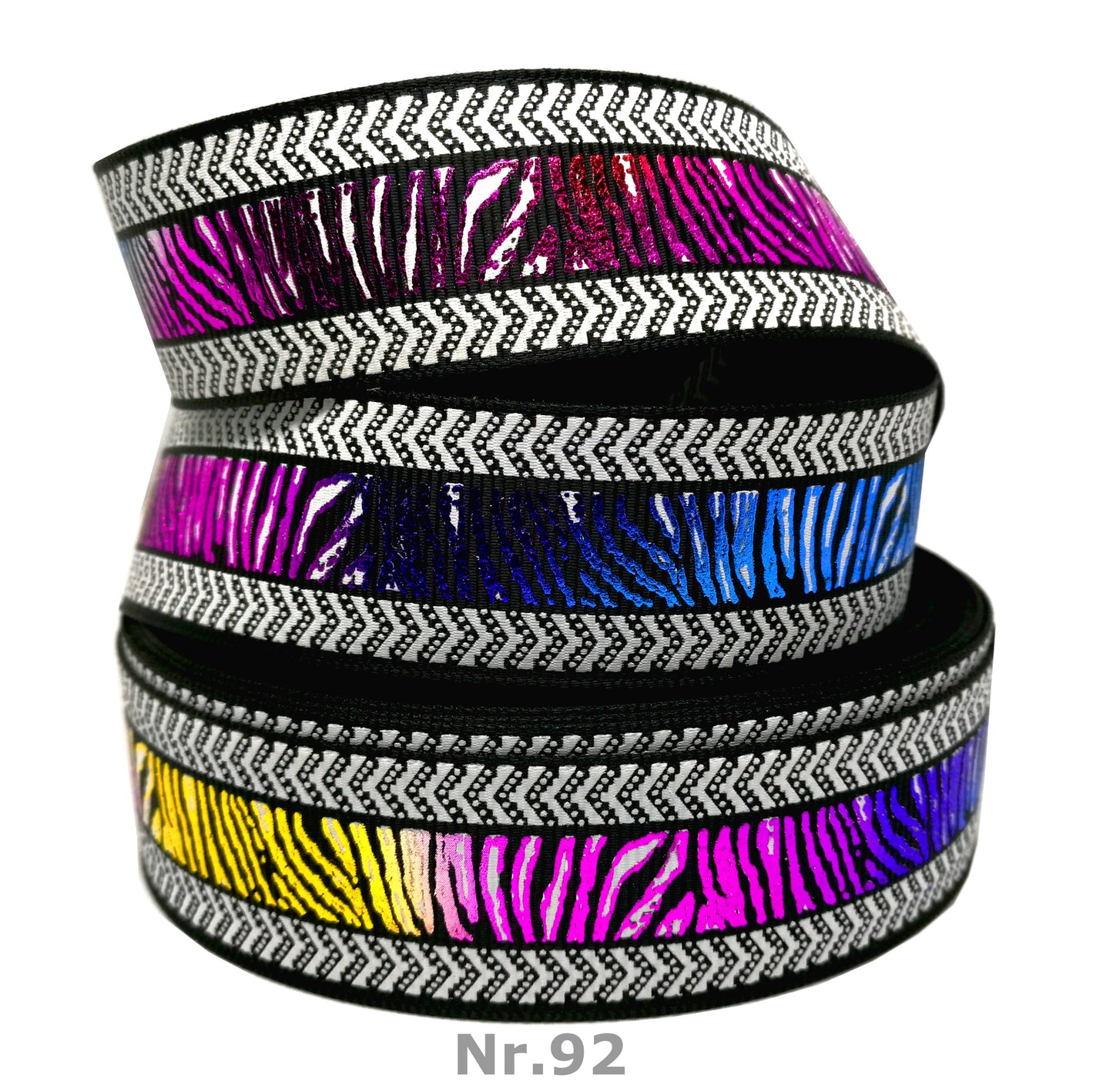 CYBER ZEBRA – 25mm | Bunter Foliendruck auf schwarzem Hintergrund