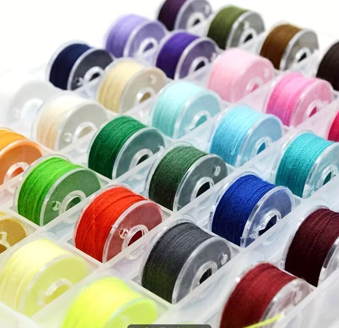 🧵 Startklar-Set: 25 vorgefüllte Nähmaschinen-Spulen in Ordnungsbox ✨