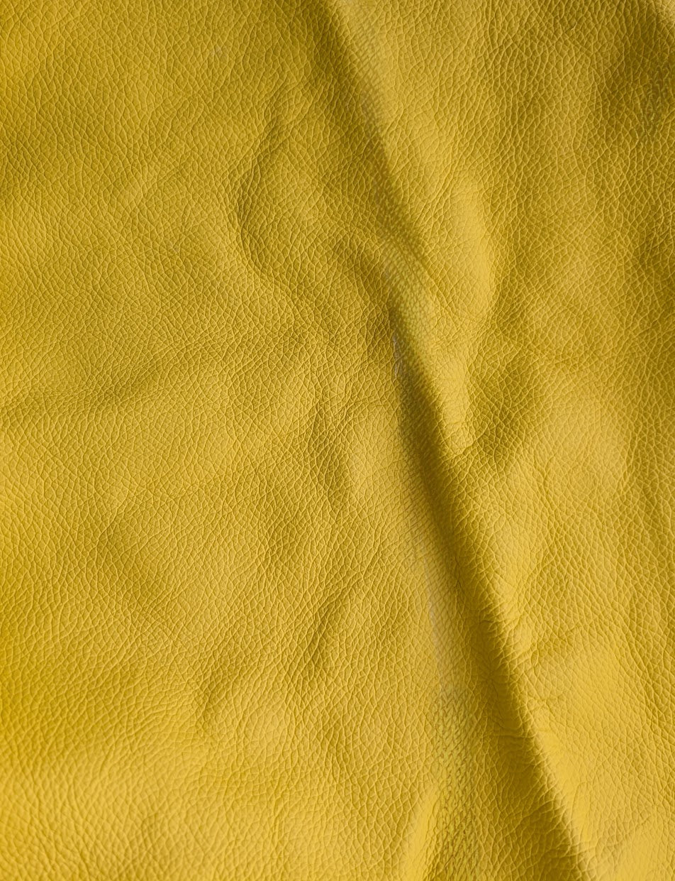 Remnants of leather strips (genuine, nappa leather) yellow
