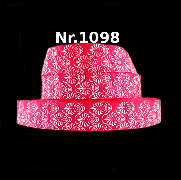Glitzerndes Blumenornament-Band auf Rot – 25mm