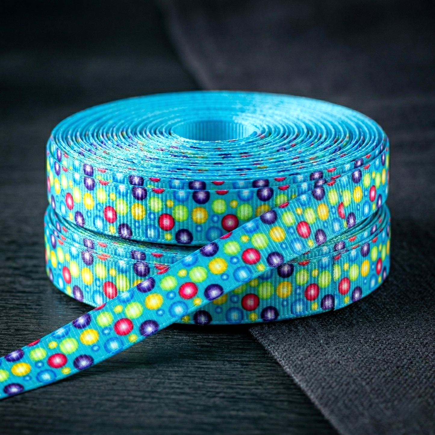 Ripsband Bunte Perlen 9 mm – Grün & Blau