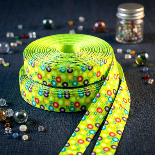 Ripsband Bunte Perlen 9 mm – Grün & Blau