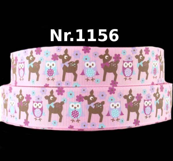 Forest Magic Band with Deer & Owls on Pink – 25mm