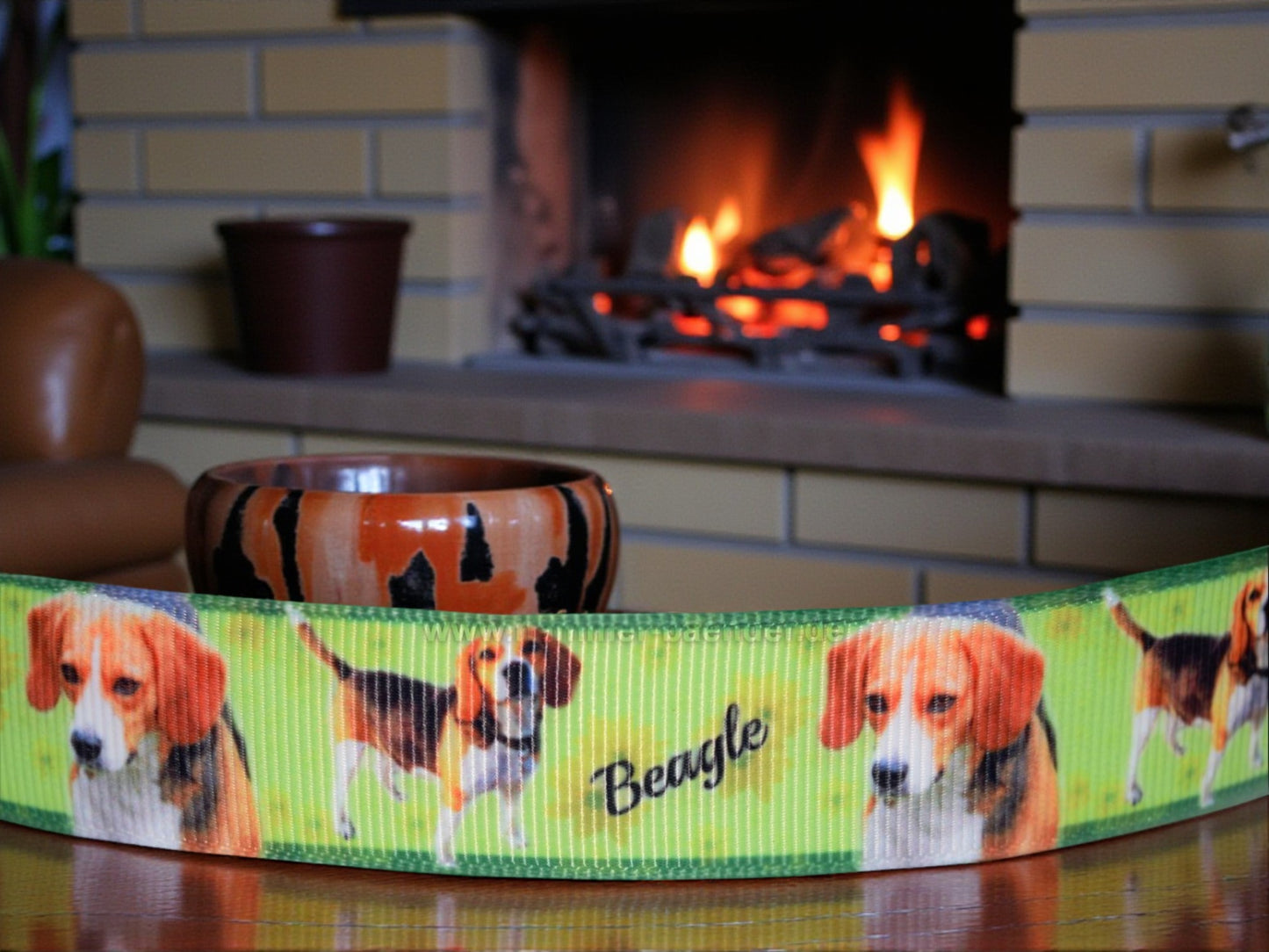 Exklusives Beagle -Band mit Blumen – 22mm