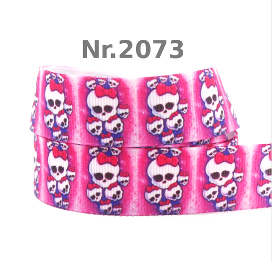 „Pink Skulls“ – Rockiges Design – Ripsband 22 mm