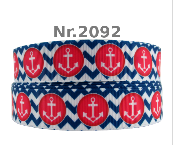 „Nautic Chevron“ – Anker-Design – Ripsband 25 mm