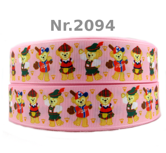 „Bärchen-Mix“ – Trachten & Sport – Ripsband 25 mm