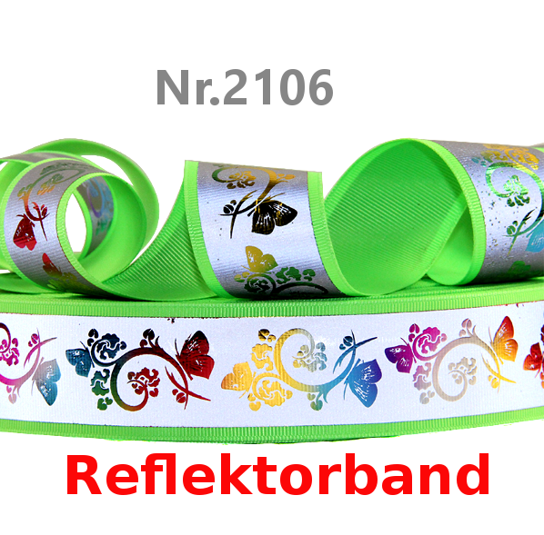 Reflektorband mit schönen Muster in Grün und Blau - 38mm