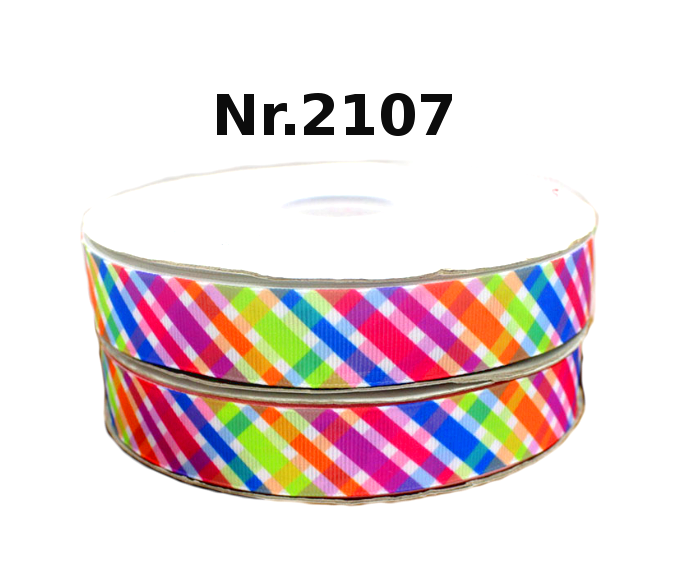 „Regenbogen-Check“ – Kariertes Design – Ripsband 22 mm