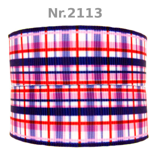 „Pink Tartan“ – Kariertes Design – Ripsband 22 mm