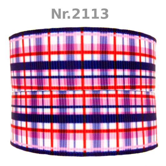 „Pink Tartan“ – Kariertes Design – Ripsband 22 mm