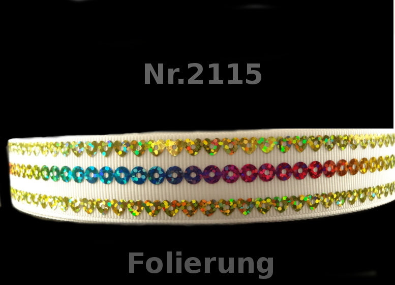 „Holo Hearts & Dots“ – Glitzer-Design – Ripsband 22 mm