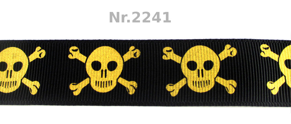 „Golden Skull“ – Piraten-Design – Ripsband 25 mm