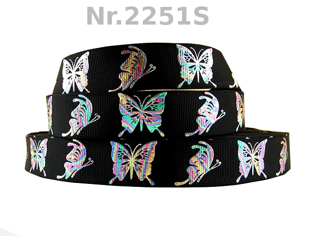 „Holo Butterfly“ – Glanz-Design – Ripsband 25 mm