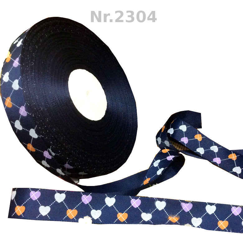 „Sweet Heart Grid“ Ripsband 25mm