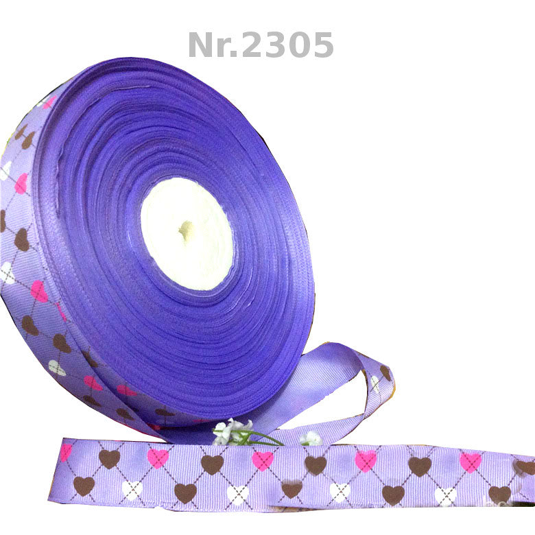 „Sweet Lavender Grid“ Ripsband 25mm