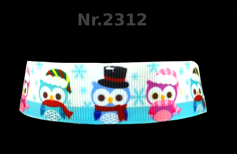 „Winter Owl Friends“ Ripsband 22mm