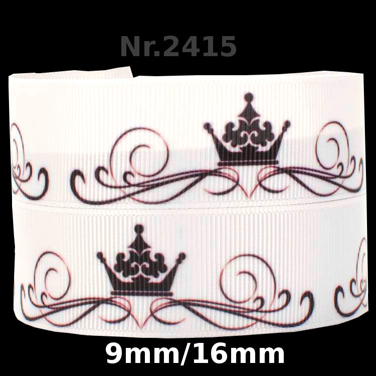 Kronen mit Ornament Schwarz in 9mm u. 16mm