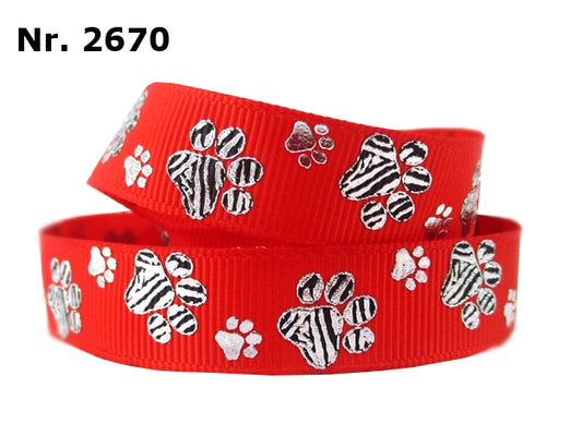 Pfotenabdruck-Band mit folierten Pfotenabdrücken