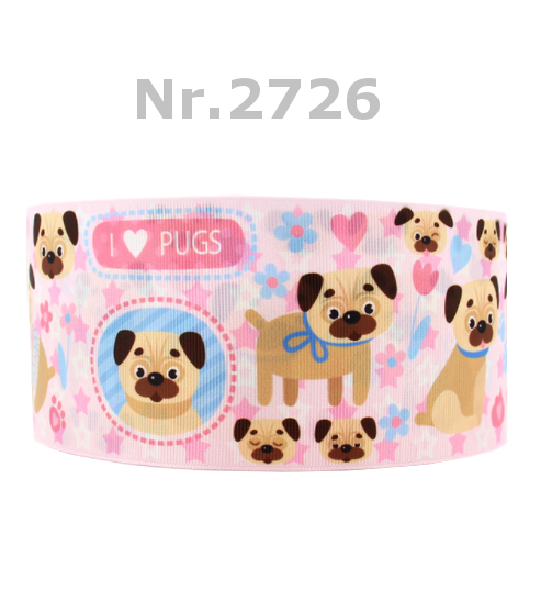 „Pug Life – Farbenfrohes Ripsband für Mops-Liebhaber & kleine Herzensbrecher“ 22 mm